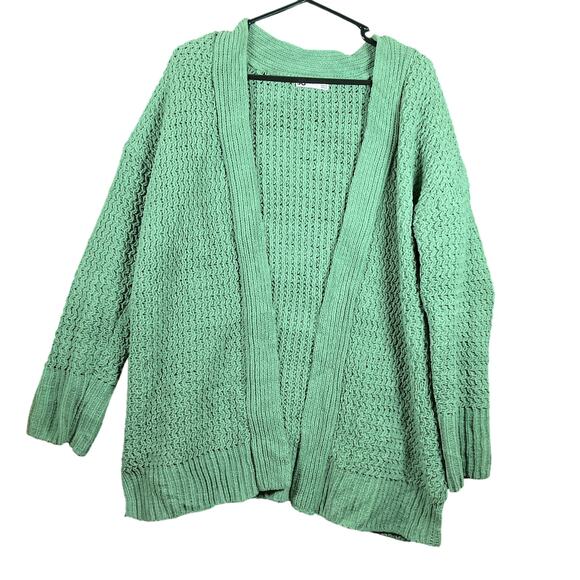 Sonoma Womens Sweater Green Knit Cardigan Open Front Large - Picture 1 of 12